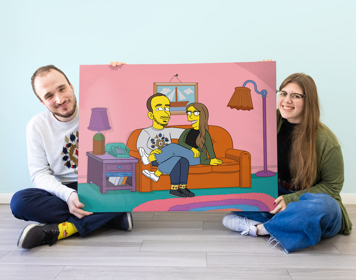 Ilustración personalizada Simpson sobre lienzo de madera gigante