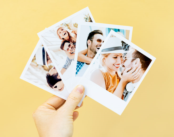 Imágenes impresas en formato de foto Polaroid